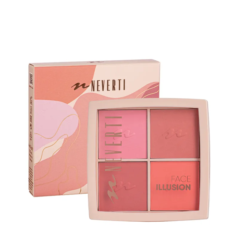 Палітра рум'ян Neverti Illusion Blush 4 відтінки