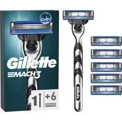 Станок для гоління чоловічий (Бритва) Gillette Mach3 і 6 картриджів