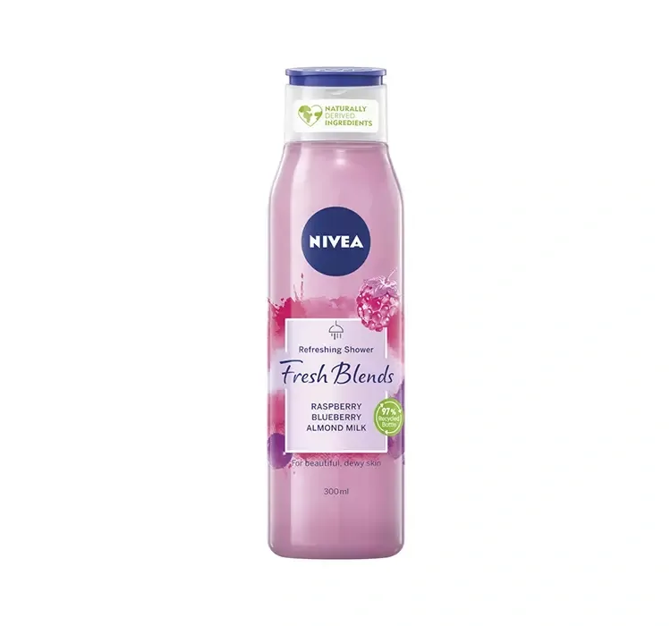 NIVEA FRESH BLENDS ОСВІЖАЮЧИЙ ГЕЛЬ ДЛЯ ДУШУ МАЛИНА ЛОХИНА І МИГДАЛЬНЕ МОЛОКО 300МЛ