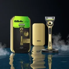 Станок для гоління чоловічий (Бритва) Gillette Labs CHAMPION GOLD EDITION + 2 картриджа підставка и кейс