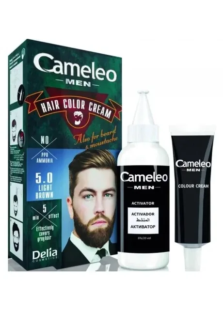 Крем-фарба для бороди та вусів Cosmetics Cameleo Men тон 5.0 Світло-коричнева 30 мл Delia (303361240)