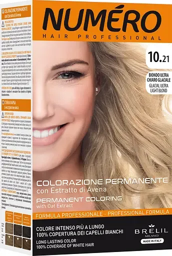Фарба для волосся Numero Hair Professional Glacial ultra light blonde відтінок 10.21 крижаний ультрасвітлий блонд 140 мл