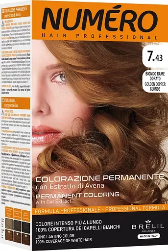 Фарба для волосся Numero Hair Professional Golden Сopper blonde відтінок 7.43 мідно-золотавий блонд 140 мл