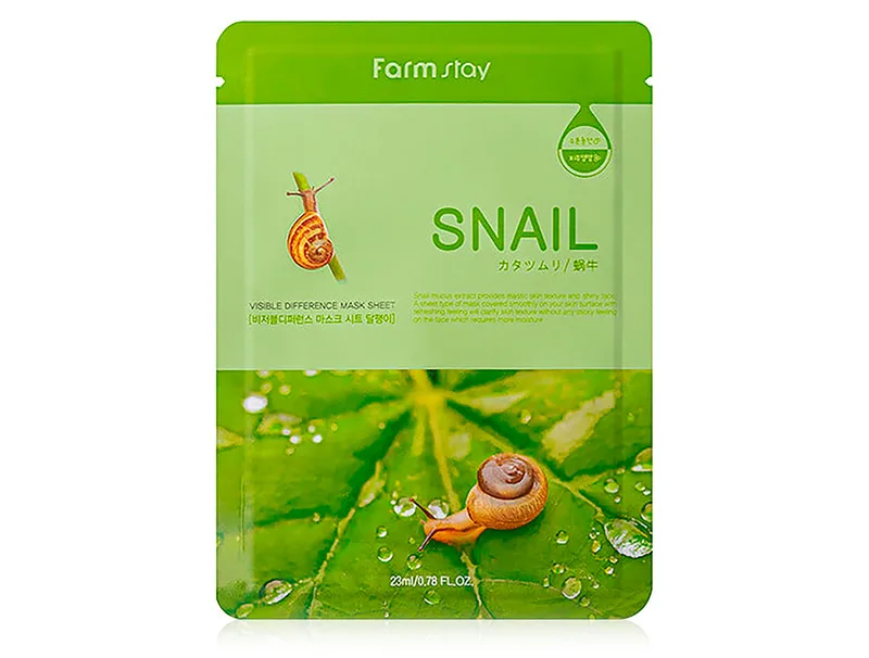 Тканинну маску з муцином равлики FARMSTAY VISIBLE DIFFERENCE MASK SHEET SNAIL купити - Корейський бренд Фармстей