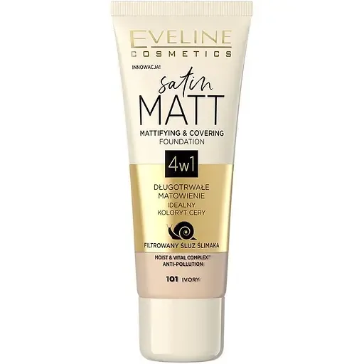 Тональний крем Eveline Cosmetics Satin Matt з матуючим ефектом відтінок 101 (Ivory) 30 мл