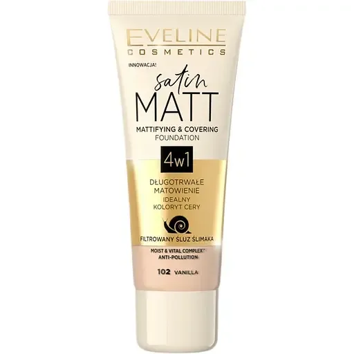 Тональний крем Eveline Cosmetics Satin Matt з матуючим ефектом відтінок 102 (Vanilla) 30 мл