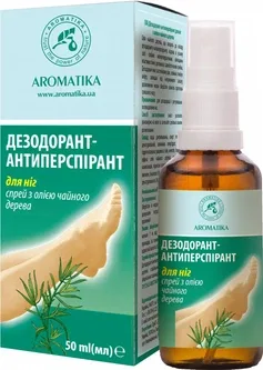Дезодорант-антиперспірант для ніг Ароматика "Антибактеріальний спрей з олією чайного дерева" 50 мл (4820031051385)