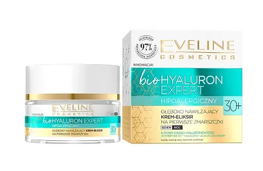Ультра-зволожуючий крем-еліксир проти перших зморшок Eveline bio Hyaluron Expert 30+, 50 мл (C50BHEDN30)