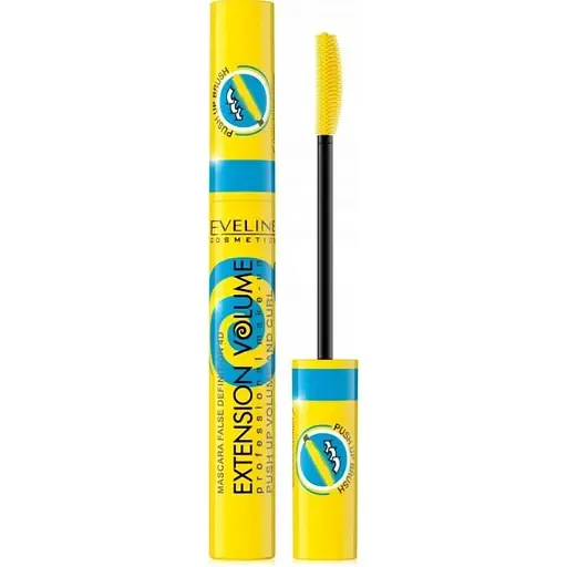 Туш для вій Eveline Extension Volume Professional Make-Up з Push Up ефектом відтінок чорний 10 мл (LTUEXTPU)