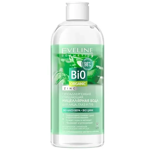 Гіпоалергенна очищуюча міцелярна вода Eveline Bio Organic, 400 мл (B400BOPM)