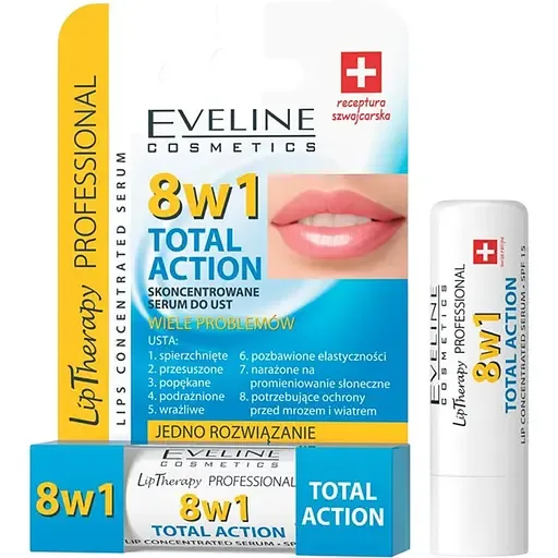 Концентрована сироватка для губ Eveline Total Action 8 в 1 Lip Therapy Professional 4 г (LPKSER8W1)
