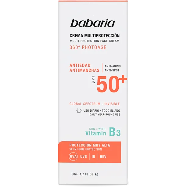 Крем Babaria (Бабарія) сонцезахисний для обличчя антивіковий SPF50+ 50 мл