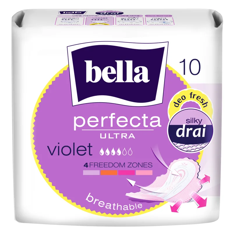 Прокладки гігієнічні жіночі BELLA (Бела) Perfecta Violet Ultra Deo Fresh Drai (Перфект віолет ультра део фреш драй) 10 шт