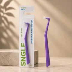 Монопучкова зубна щітка Healthy Smile Tuft Medium 6 мм, фіолетова, для брекетів, імплантів та приясенної лінії