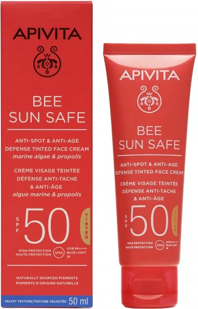 Крем Apivita (Апівіта) Bee Sun Safe для обличчя сонцезахисний проти пігментних плям SPF50 з відтінком 50 мл