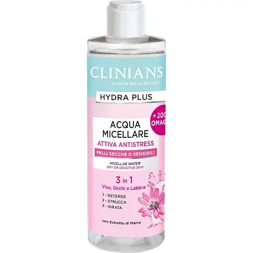 Міцелярна вода Clinians Hydra Plus Attiva Antistress 3 в 1, 400 мл