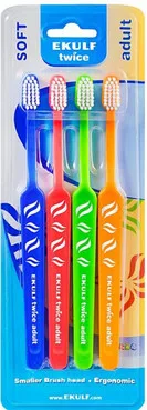 Набір м'яких зубних щіток Ekulf Twice Adult Soft Set