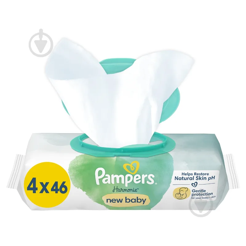 Дитячі вологі серветки Pampers Harmonie New baby 184 шт.