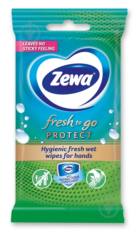 Антибактеріальні вологі серветки Zewa Fresh to Go Protect 10 шт.