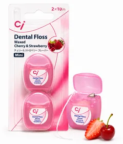 Зубна японська нитка для чутливих зубів вощена вишня+полуниця New Ci Floss Mini Cherry & Straberry 10м х 2шт (4582196101595)