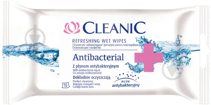 Вологі серветки Cleanic Antibacterial 15 шт.