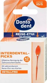 Інтердентальні піки з щетинками Dontodent, XS/S, без металу, 42 шт — еластичні, дбайливі до ясен