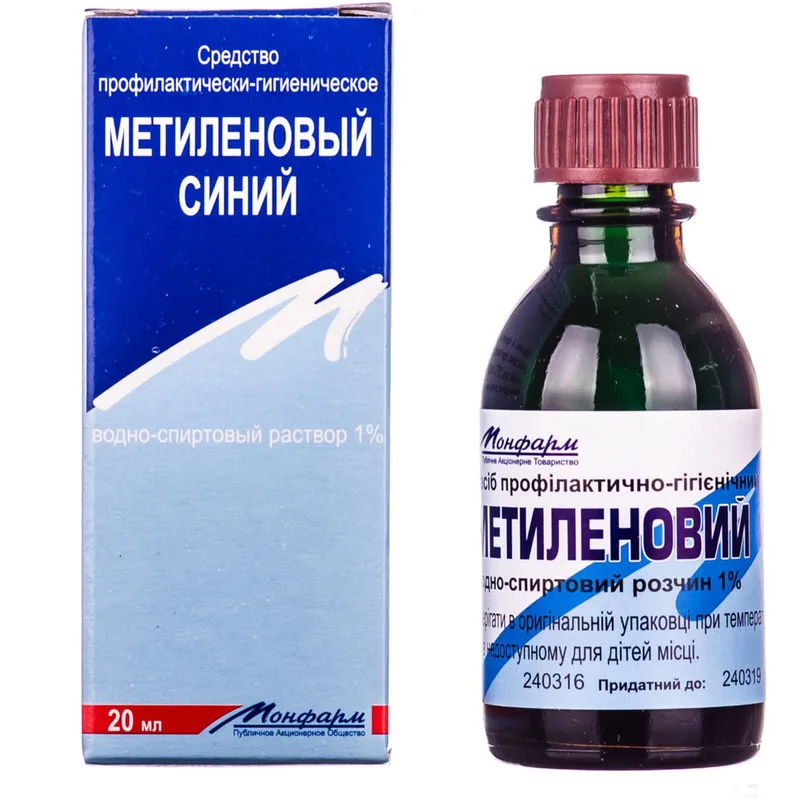Метиленовий синій розчин водно-спиртовий 1% флакон 20 мл