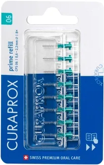 Набір йоржиків міжзубних Curaprox Prime колір Бірюзовий d 0.6 мм без тримача 8 шт. (CPS 06-8) (7612412426519)