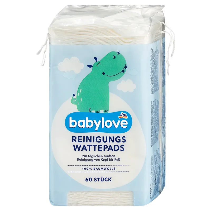 Дитячі ватні диски Babylove для догляду за шкірою, 60 шт