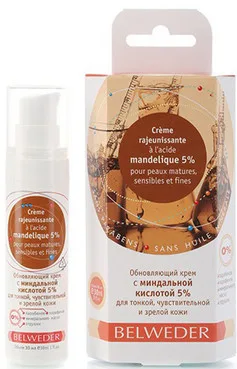 Оновлюючий крем з мигдальною кислотою 5% для тонкої, чутливої ​​і зрілої шкіри