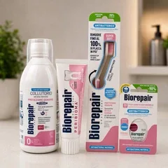 Набір Biorepair комплекс Захист ясен зубна паста + ополіскувач + нитка + подарунок Зубна щітка
