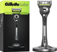 Станок для гоління чоловічий (Бритва) Gillette Labs 5 лез з 1 змінним картриджем та магнітною підставкою Silver