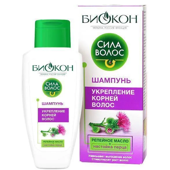 Шампунь Сила Волос Зміцнення коренів волосся Реп'яхова олія 215 мл
