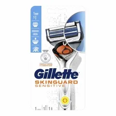 Станок для гоління чоловічий (Бритва) Gillette Skinguard Sensitive POWER flexball handle з 1 змінним картриджем і ПІДСТАВКОЮ сумісний з Fusion Proglide