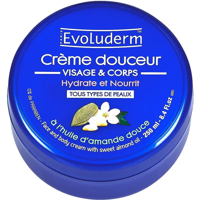Крем Evoluderm (Еволюдерм) для всіх типів шкіри обличчя та тіла з мигдальним молоком, 250 мл