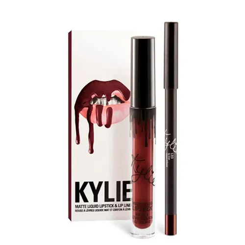 Помада губна рідка матова Kylie 8611 Bordeaux з контурним олівцем 2в1 (653072)