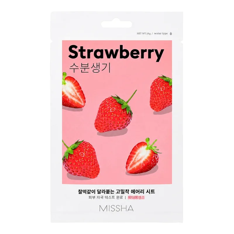 Missha Airy Fit Sheet Mask Strawberry — зволожуюча маска-серветка з полуницею, 19 г