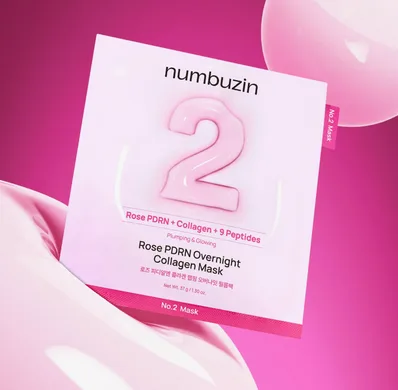 Маска нічна з колагеном та PDRN - NUMBUZIN No.2 Rose PDRN Overnight Collagen Mask, 1 шт*37 г