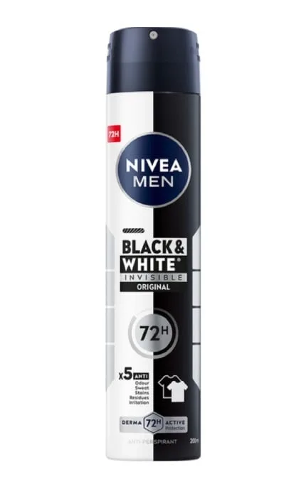 Антиперспірант NIVEA MEN чорне та біле невидимий: класичний спрей