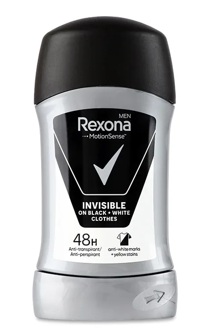 Антиперспірант-олівець чоловічий Rexona Men невидимий на чорному та білому одязі 50 мл