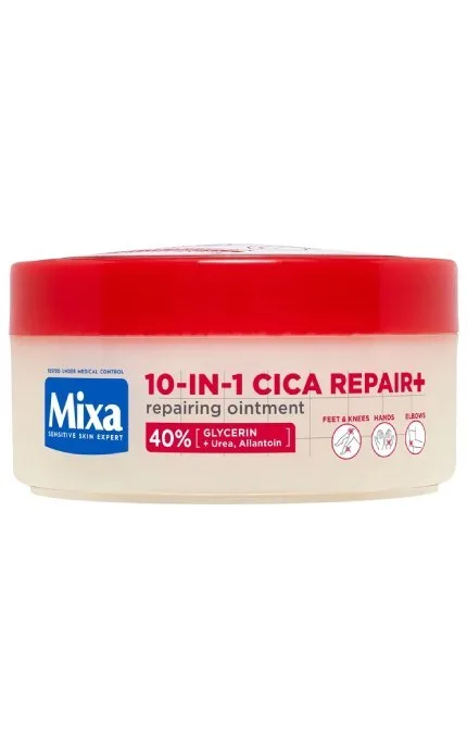Багатофункціональний відновлювальний крем Mixa Cica Repair+ щільної текстури для потрісканої, огрубілої чутливої шкіри тіла 150 мл (3600551188331)