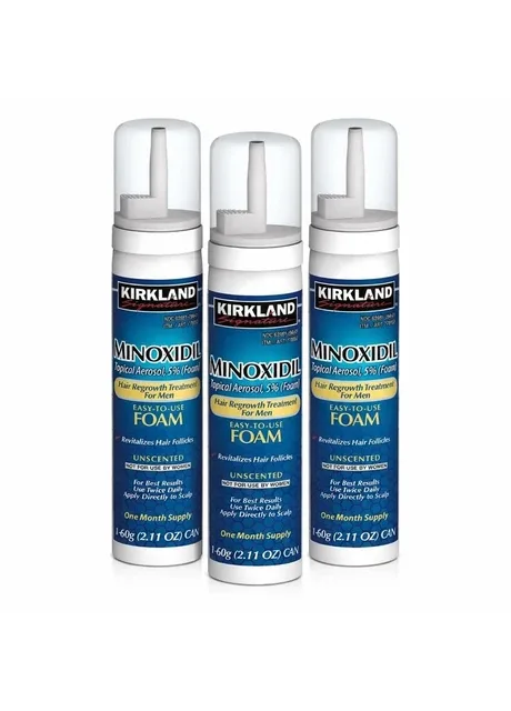 Набір чоловічої косметики від випадіння волосся Signature Minoxidil 5% (3 флакони піни по 60 г) Kirkland (401176409)