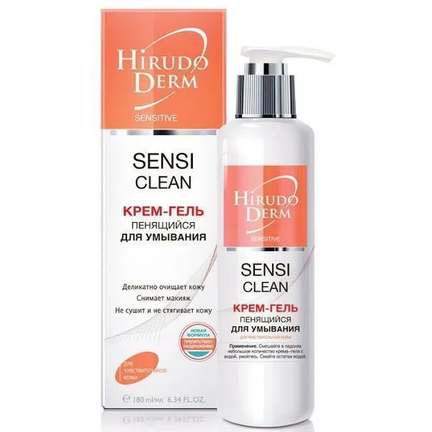 Крем-гель пінистий для вмивання Hirudo Derm для чутливої ​​і сухої шкіри Sensetive 180 мл