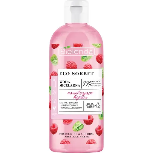 Міцелярна вода Bielenda Eco Sorbet Малина зволожуюча та заспокійлива 500 мл