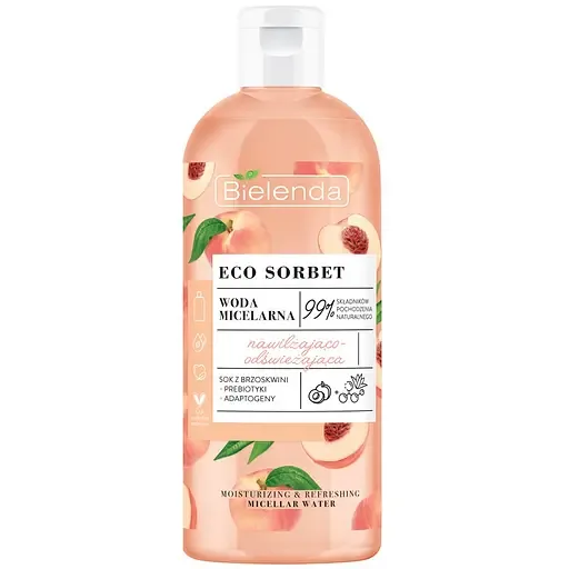 Міцелярна вода Bielenda Eco Sorbet Персик зволожуюча та освіжаюча 500 мл