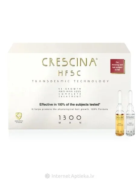 Засіб для росту та проти випадіння волосся для чоловіків HFSC Transdermic Complete Treatment 1300, 10+10 ампул Crescina (381221877)