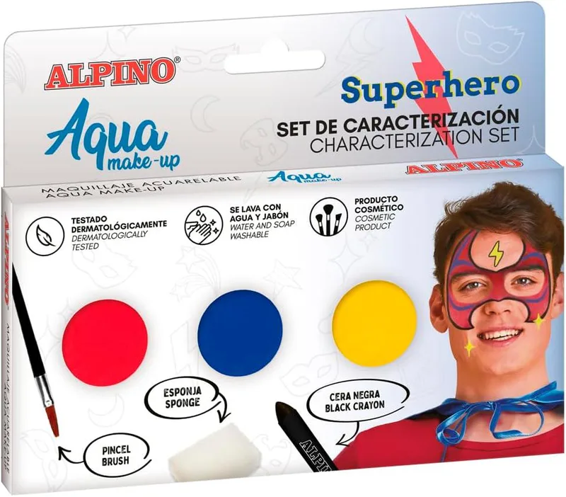 Набір аквагриму для дітей Alpino Aqua Make-Up Superhero для образу супергероя (SKU-395)