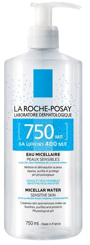 Міцелярний розчин La Roche-Posay (Ля Рош-Позе) фізіологічний для чутливої шкіри обличчя 750 мл