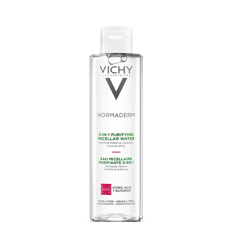 Міцелярна вода Vichy (Віши) Normaderm 3-в-1 для зняття макіяжу та очищення шкіри обличчя та навколо очей 200 мл