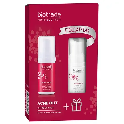 Подарунковий набір Biotrade Acne Out Активний крем 30 мл + М'яка піна очищаюча 20 мл (3800221841355)